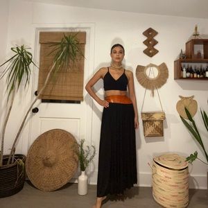 Black skirt with leather waist